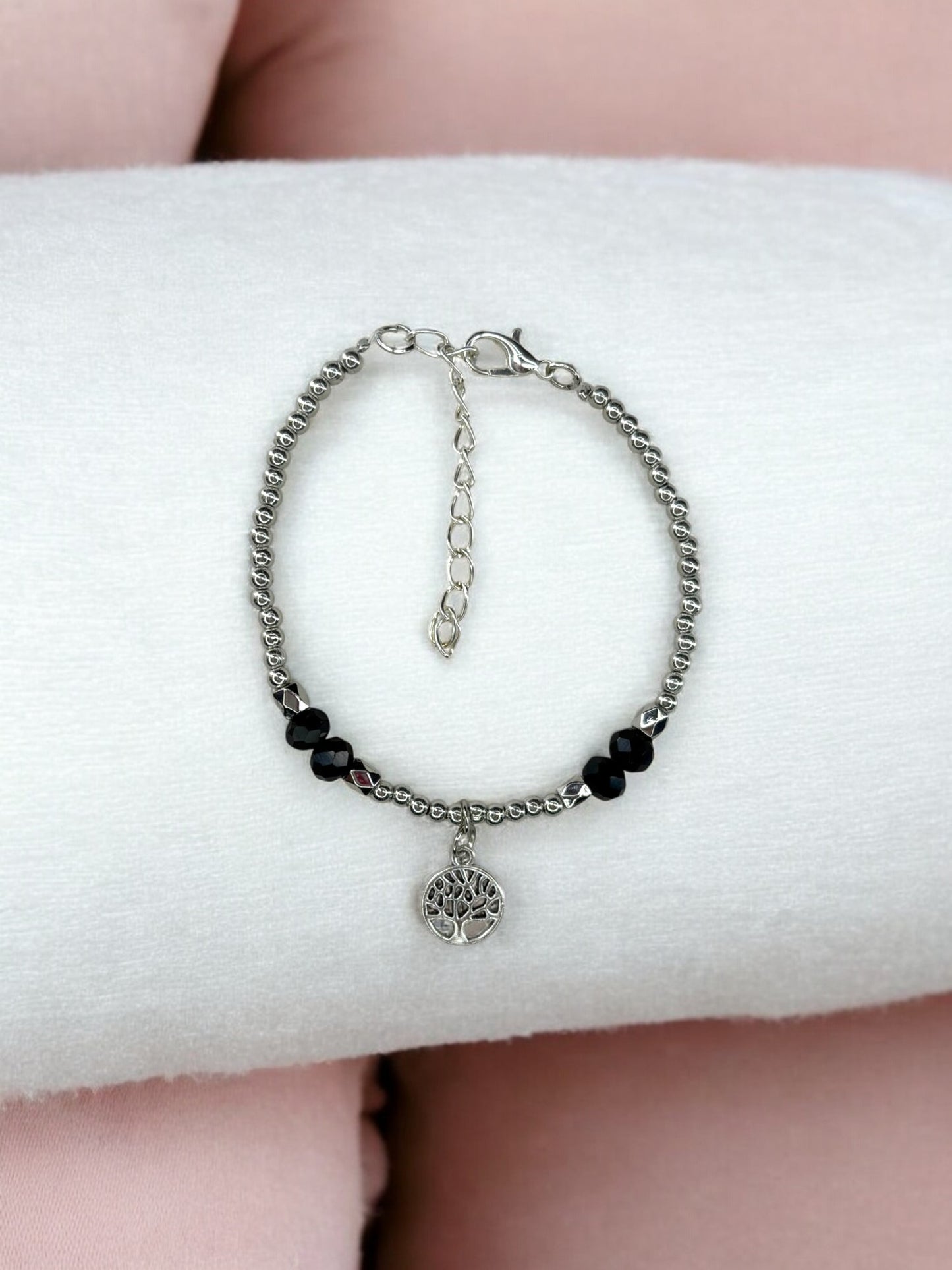 Bracelet femme petit arbre de vie argent noir
