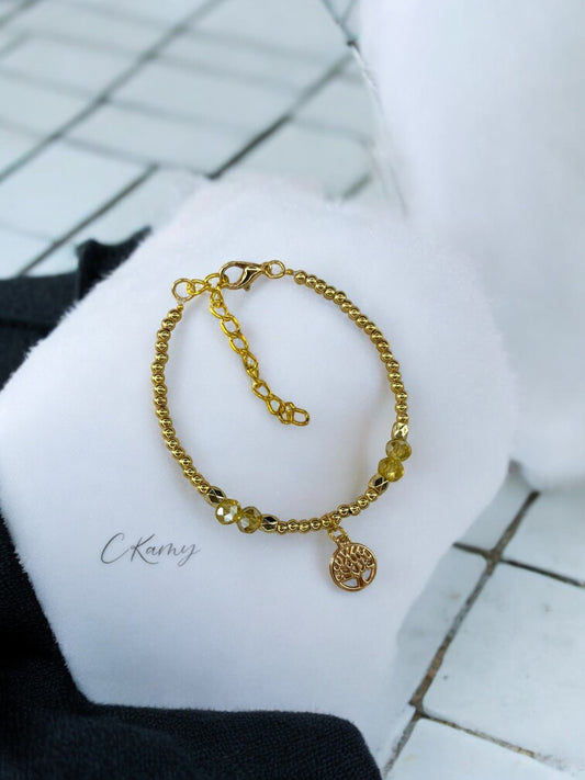 Bracelet femme petit arbre de vie doré jaune clair