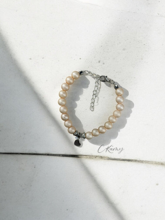 Bracelet femme petit coeur argent chair clair mat