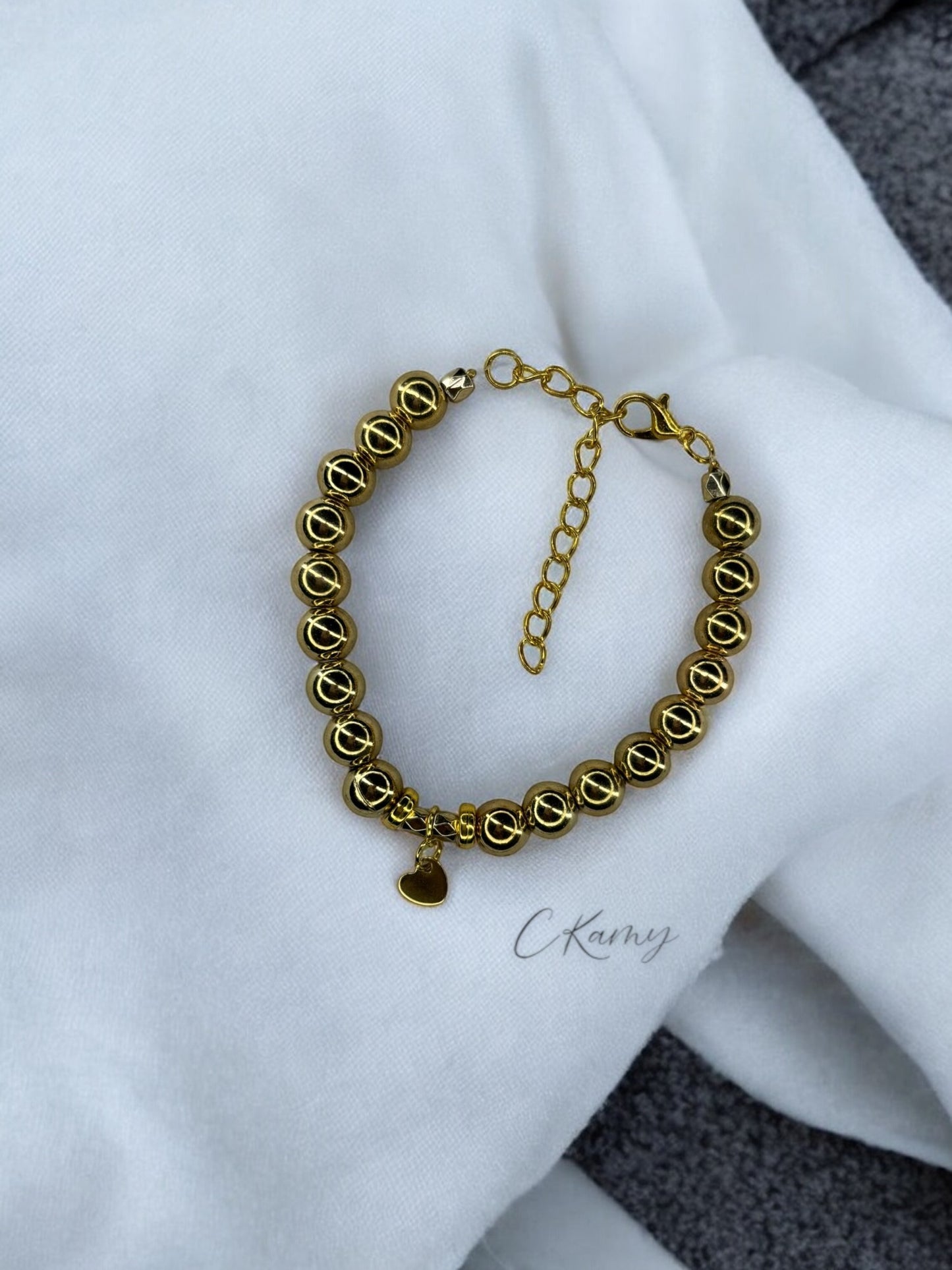 Bracelet femme petit coeur doré doré brillant