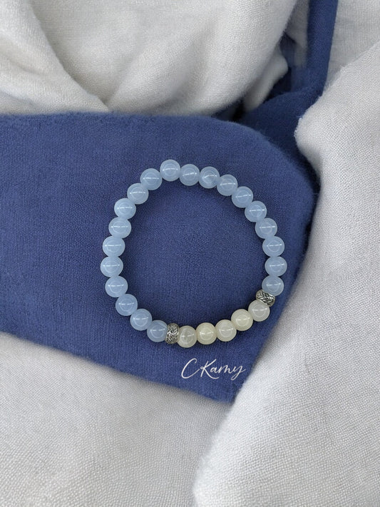 Bracelet homme bicolore bleu milieu blanc