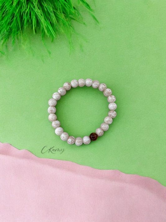 Bracelet homme bicolore crème perle marron