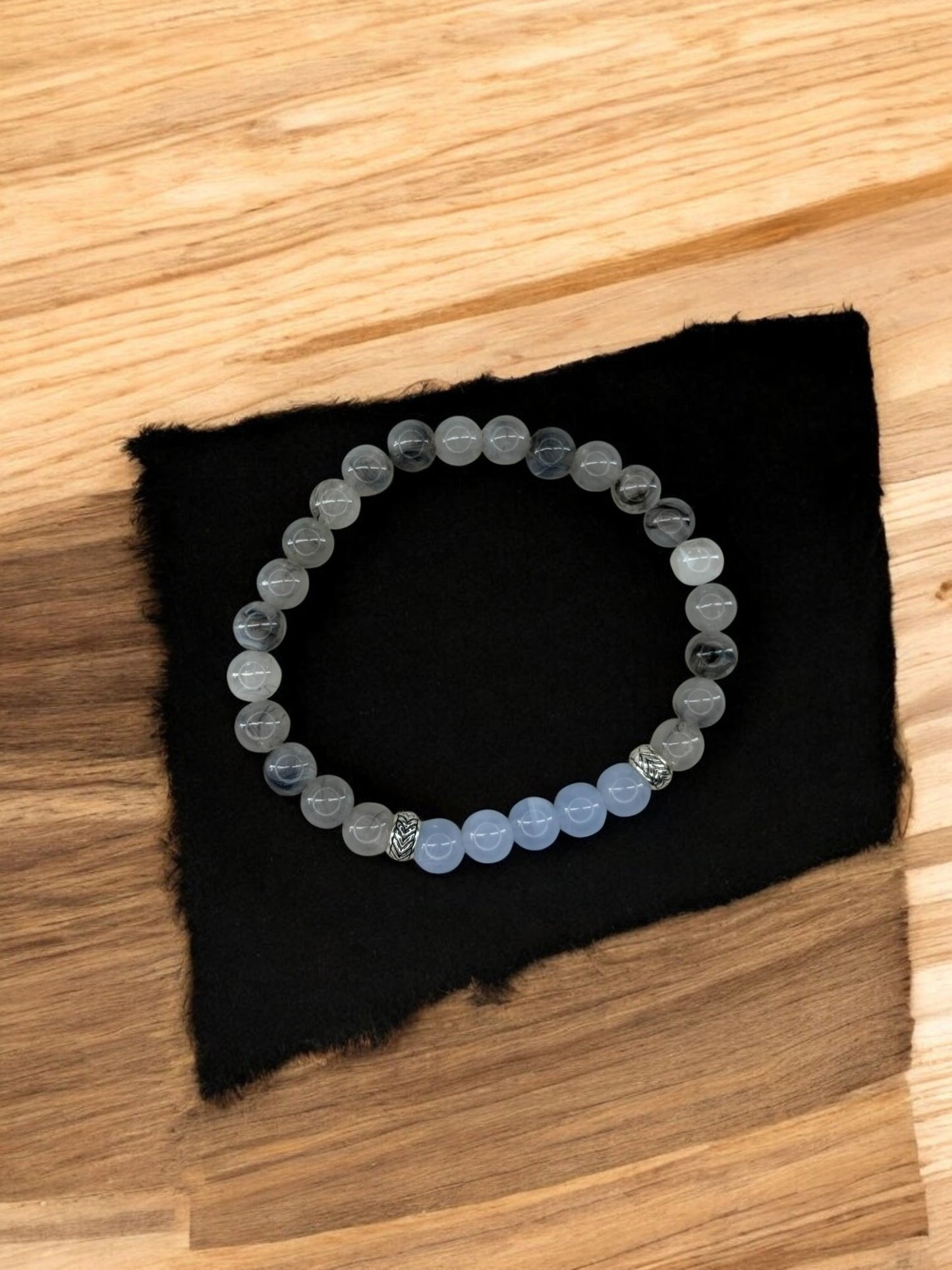 Bracelet homme bicolore gris milieu bleu