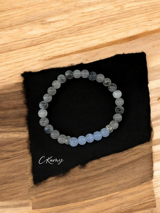 Bracelet homme bicolore gris milieu bleu