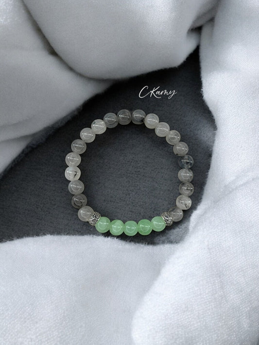 Bracelet homme bicolore gris milieu vert