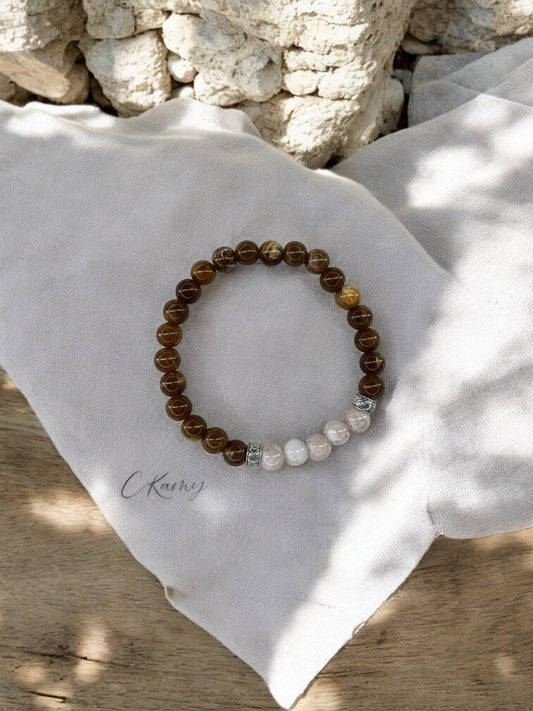 Bracelet homme bicolore marron milieu beige