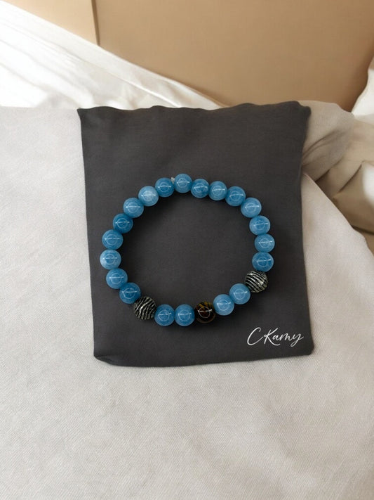 Bracelet homme boule spirale bleu