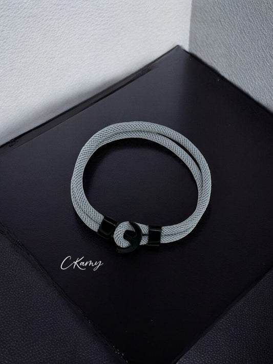 Bracelet homme corde ancrage gris