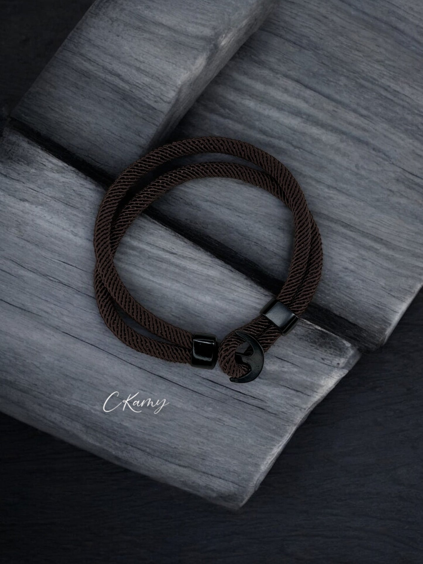 Bracelet homme corde ancrage marron