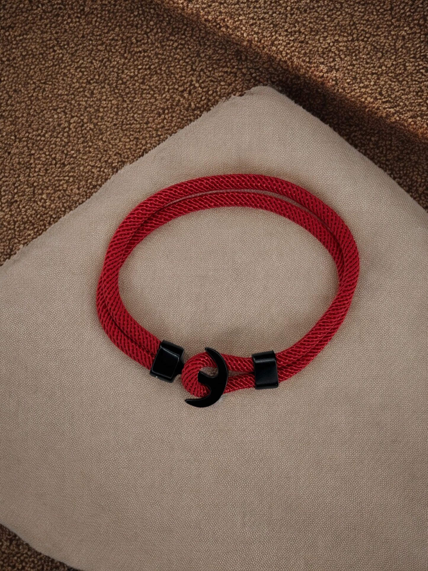 Bracelet homme corde ancrage rouge