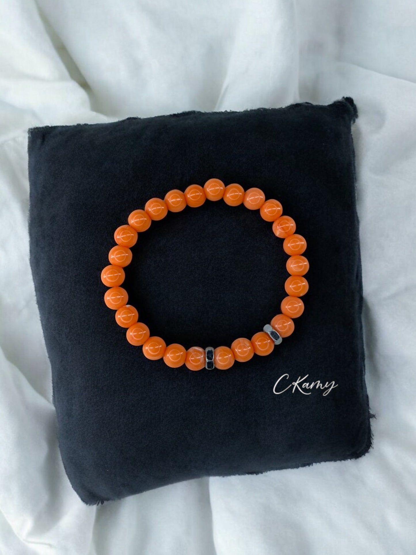Bracelet homme deux écrous orange