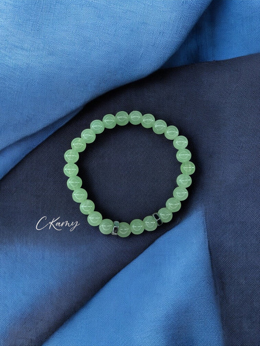 Bracelet homme deux écrous perles vert
