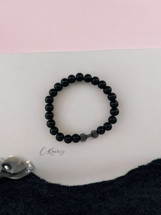 Bracelet homme haltère noir noir