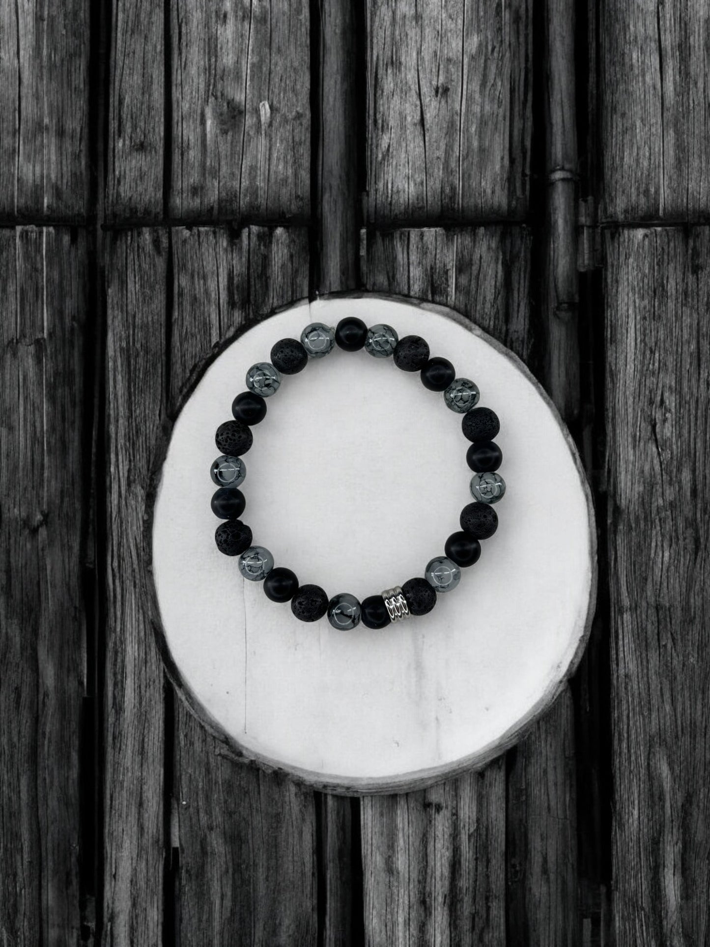 Bracelet homme mélange trois couleurs noir gris