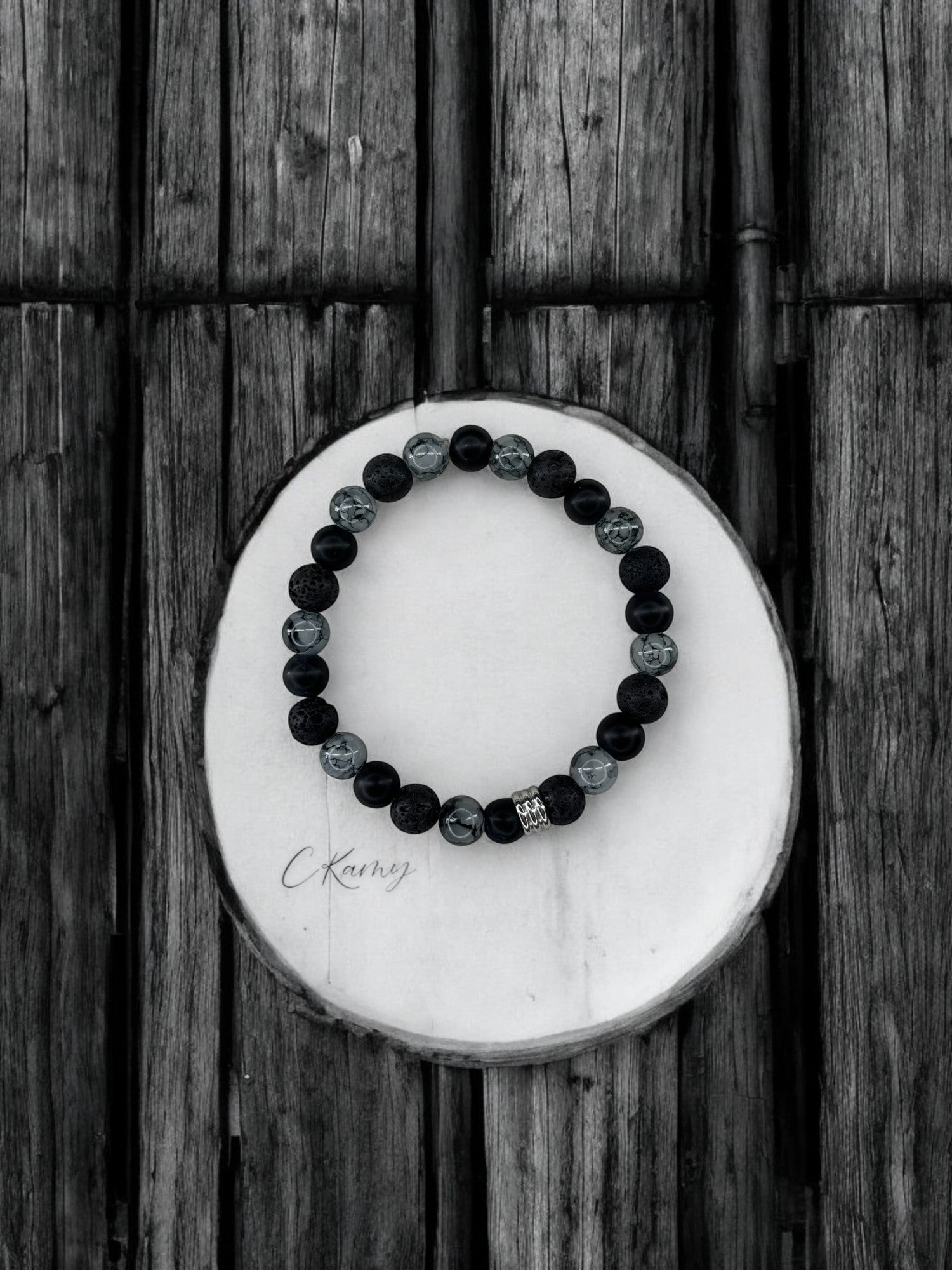 Bracelet homme mélange trois couleurs noir gris