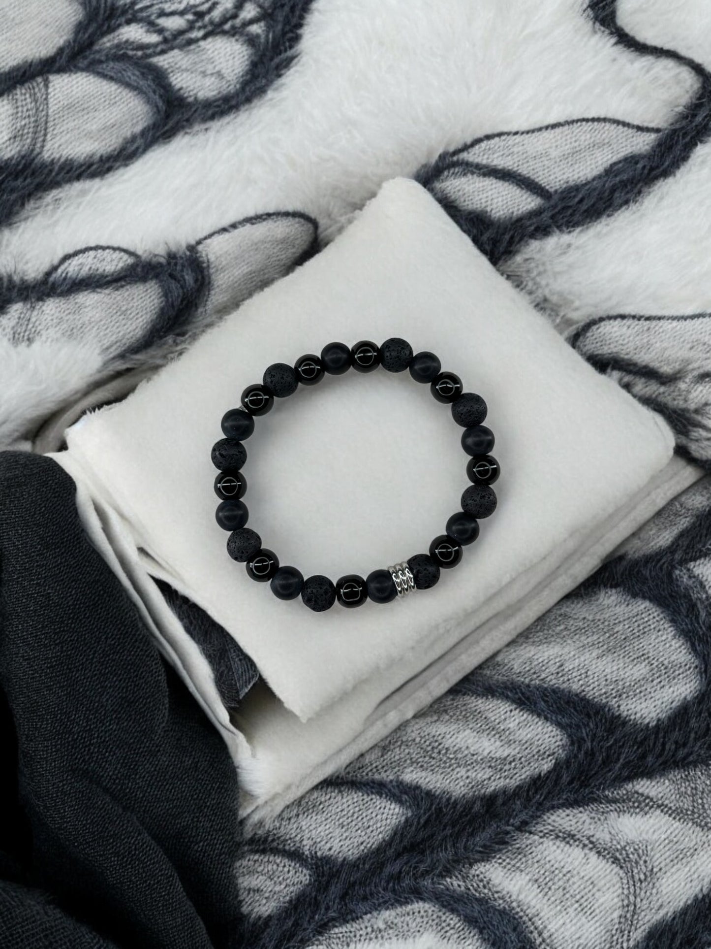 Bracelet homme mélange trois couleurs noir noir