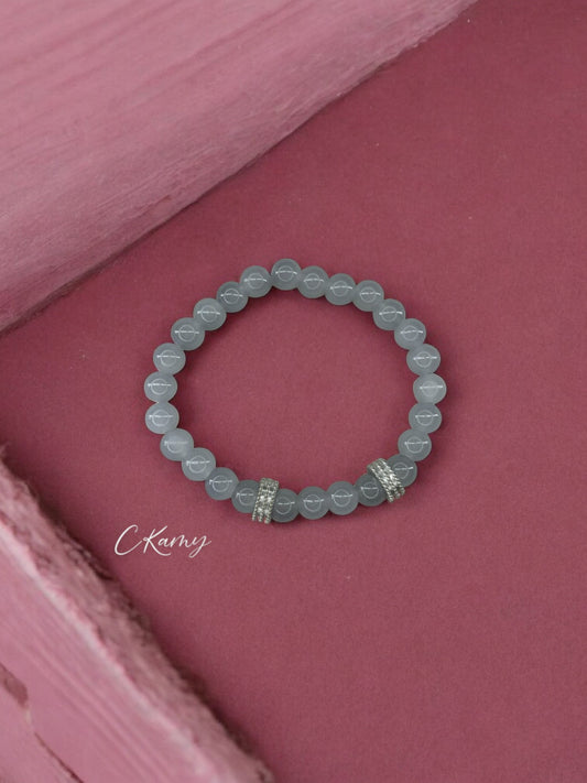 Bracelet homme perles argent perles gris