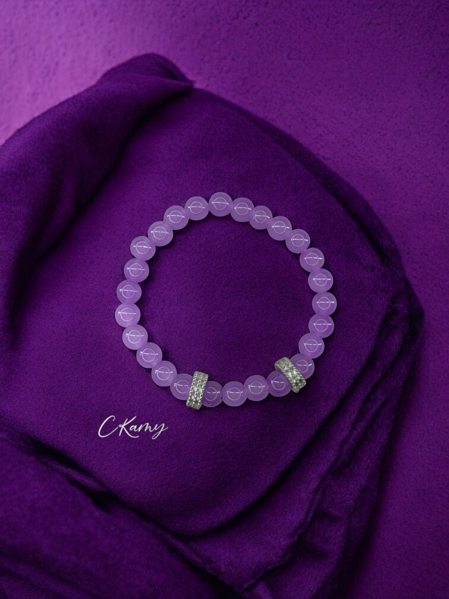 Bracelet homme perles argent perles violet