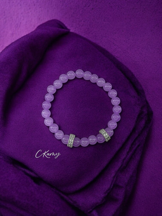 Bracelet homme perles argent perles violet