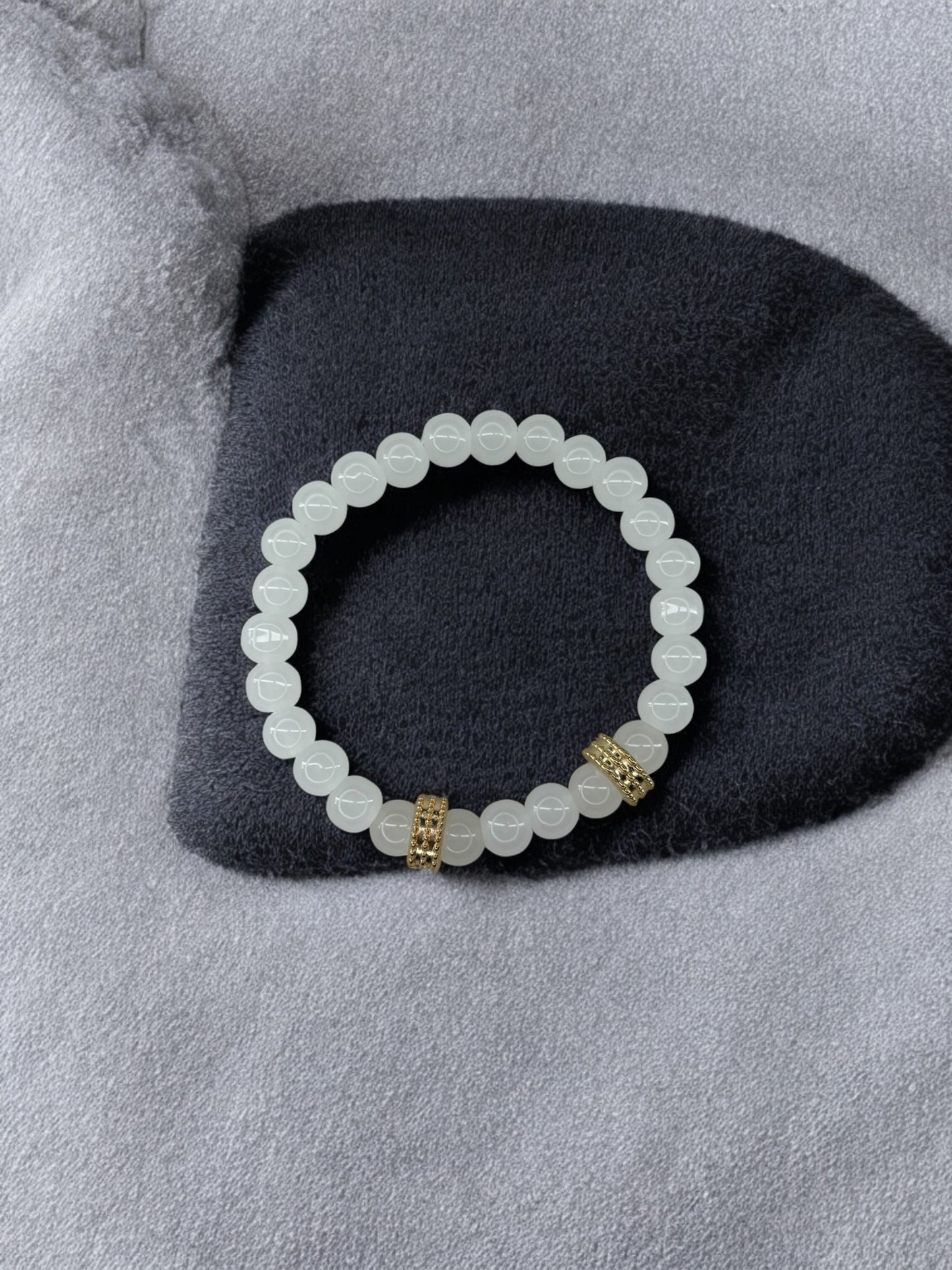 Bracelet homme perles doré perles blanc