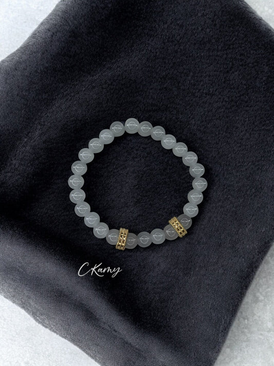 Bracelet homme perles doré perles gris