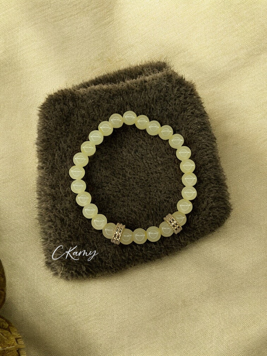 Bracelet homme perles doré perles jaune clair