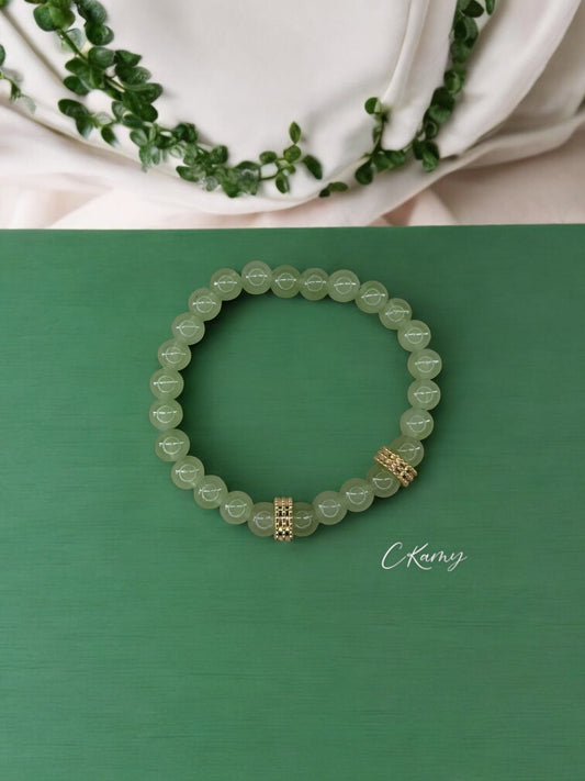 Bracelet homme perles doré perles vert