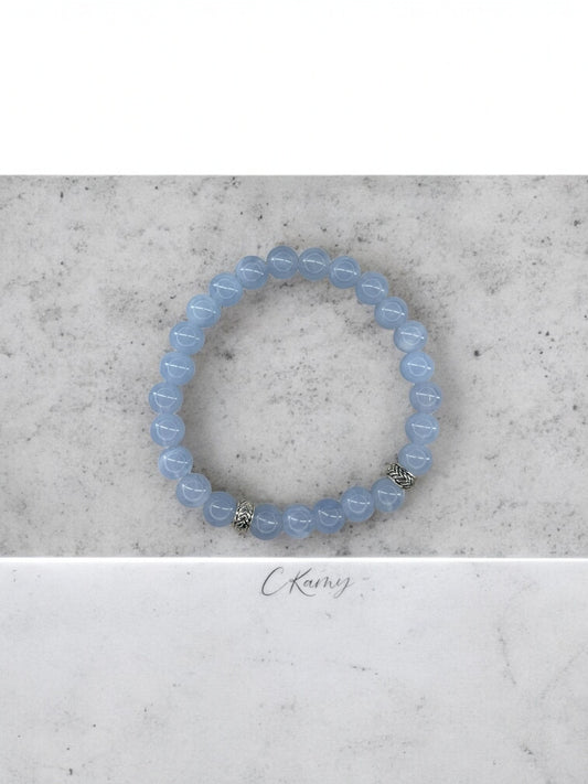 Bracelet homme perles intercalaires argent bleu