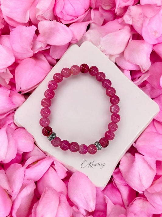 Bracelet homme perles intercalaires argent rose