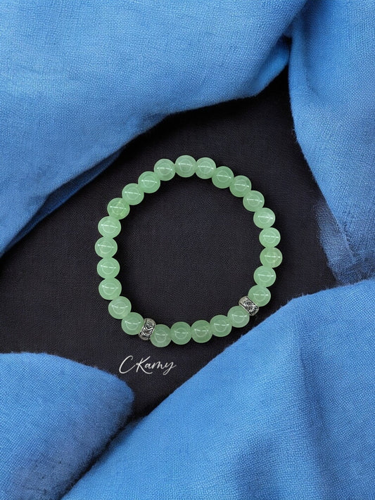 Bracelet homme perles intercalaires argent vert