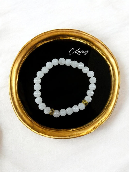 Bracelet homme perles intercalaires doré blanc
