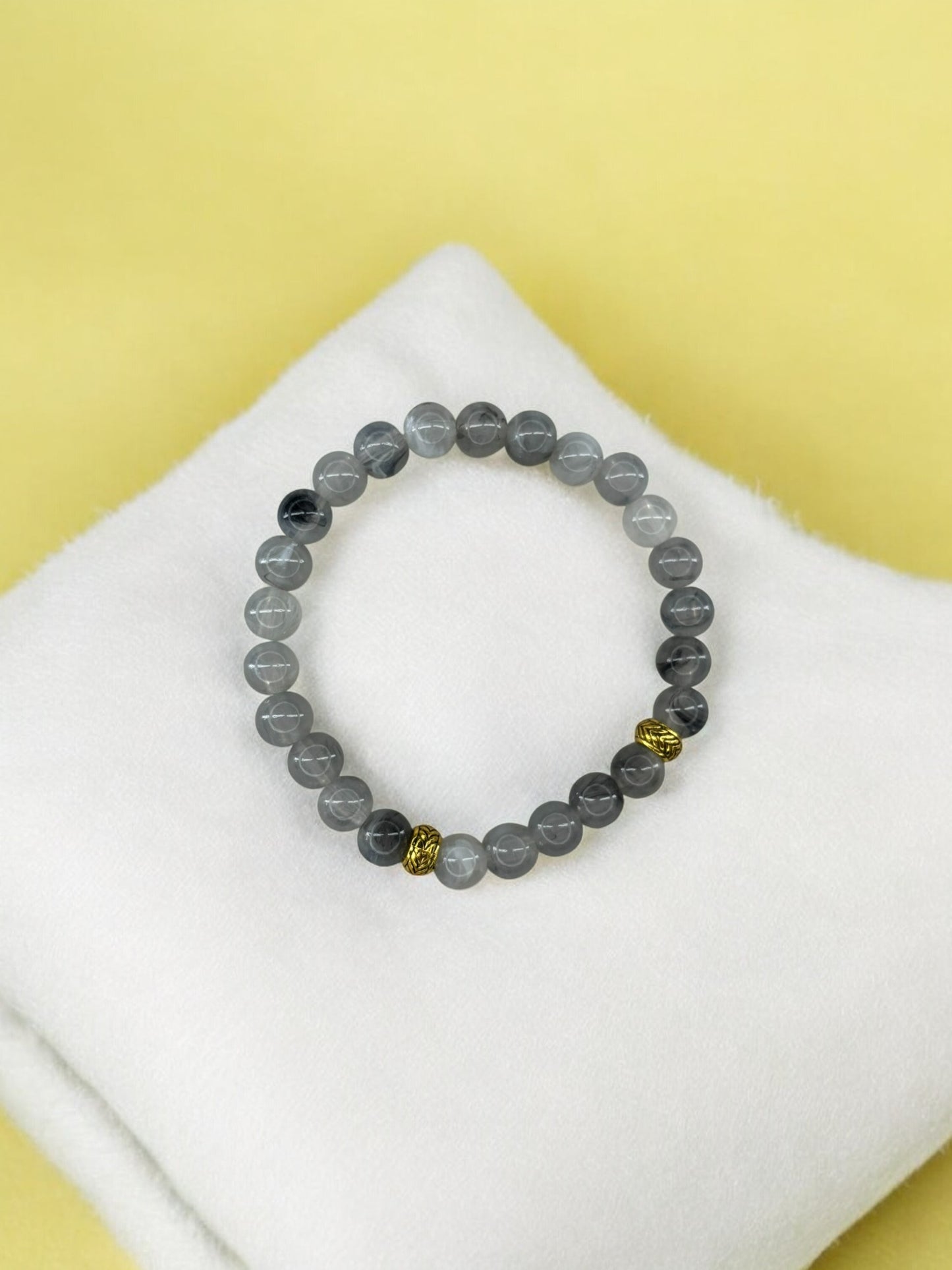 Bracelet homme perles intercalaires doré gris