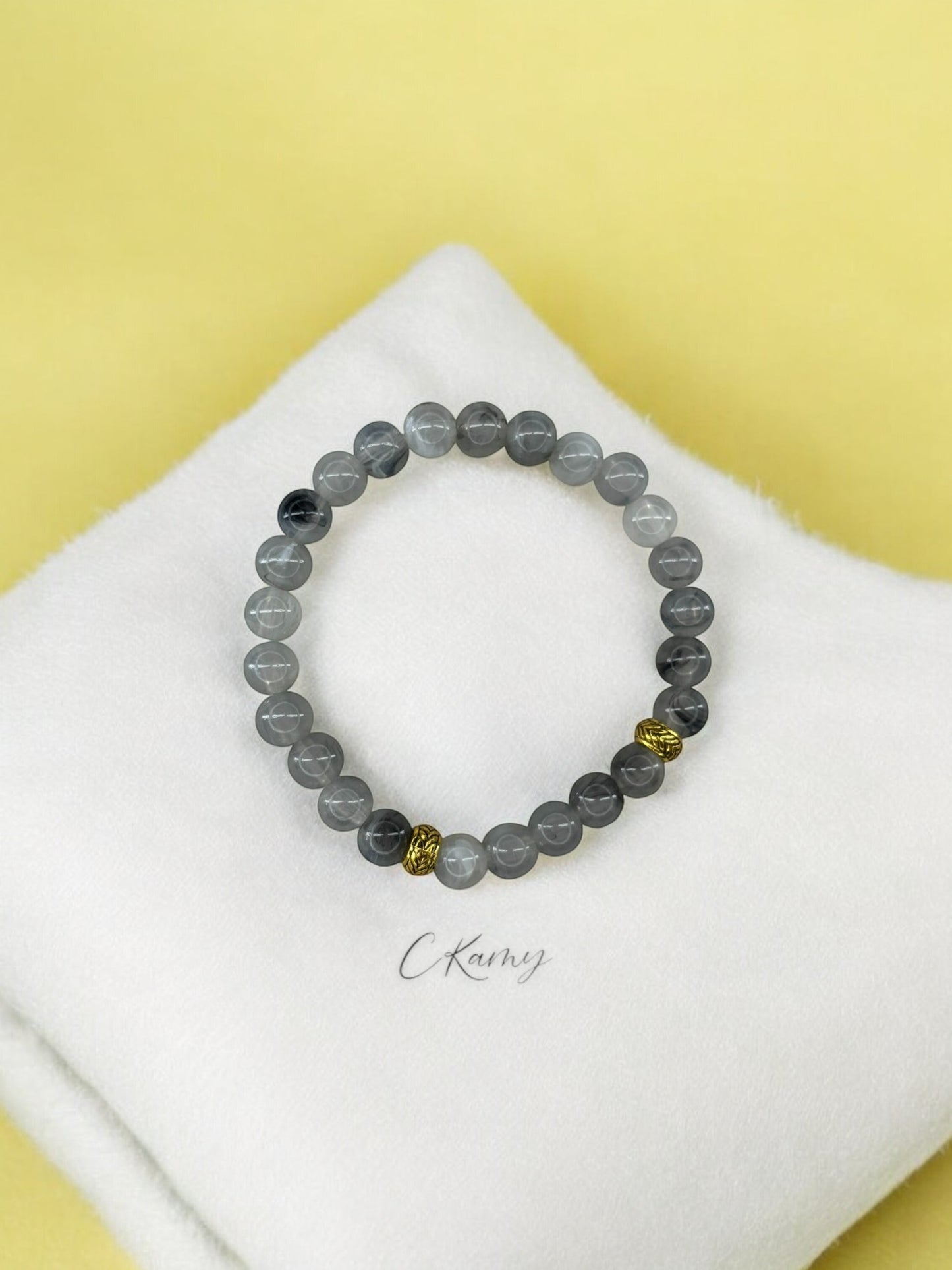 Bracelet homme perles intercalaires doré gris