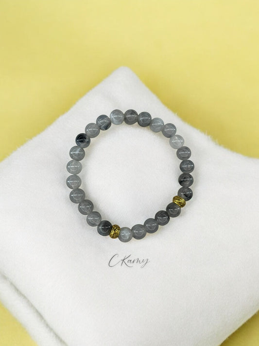 Bracelet homme perles intercalaires doré gris