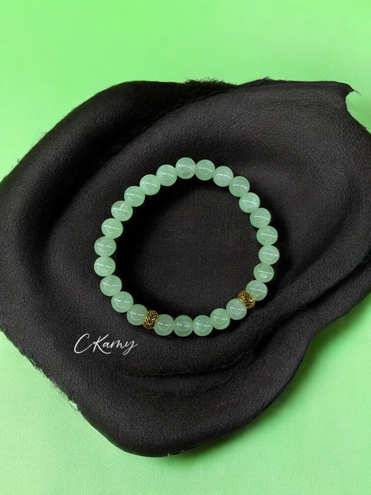 Bracelet homme perles intercalaires doré vert