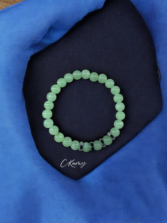 Bracelet homme quatre écrous perles vert menthe