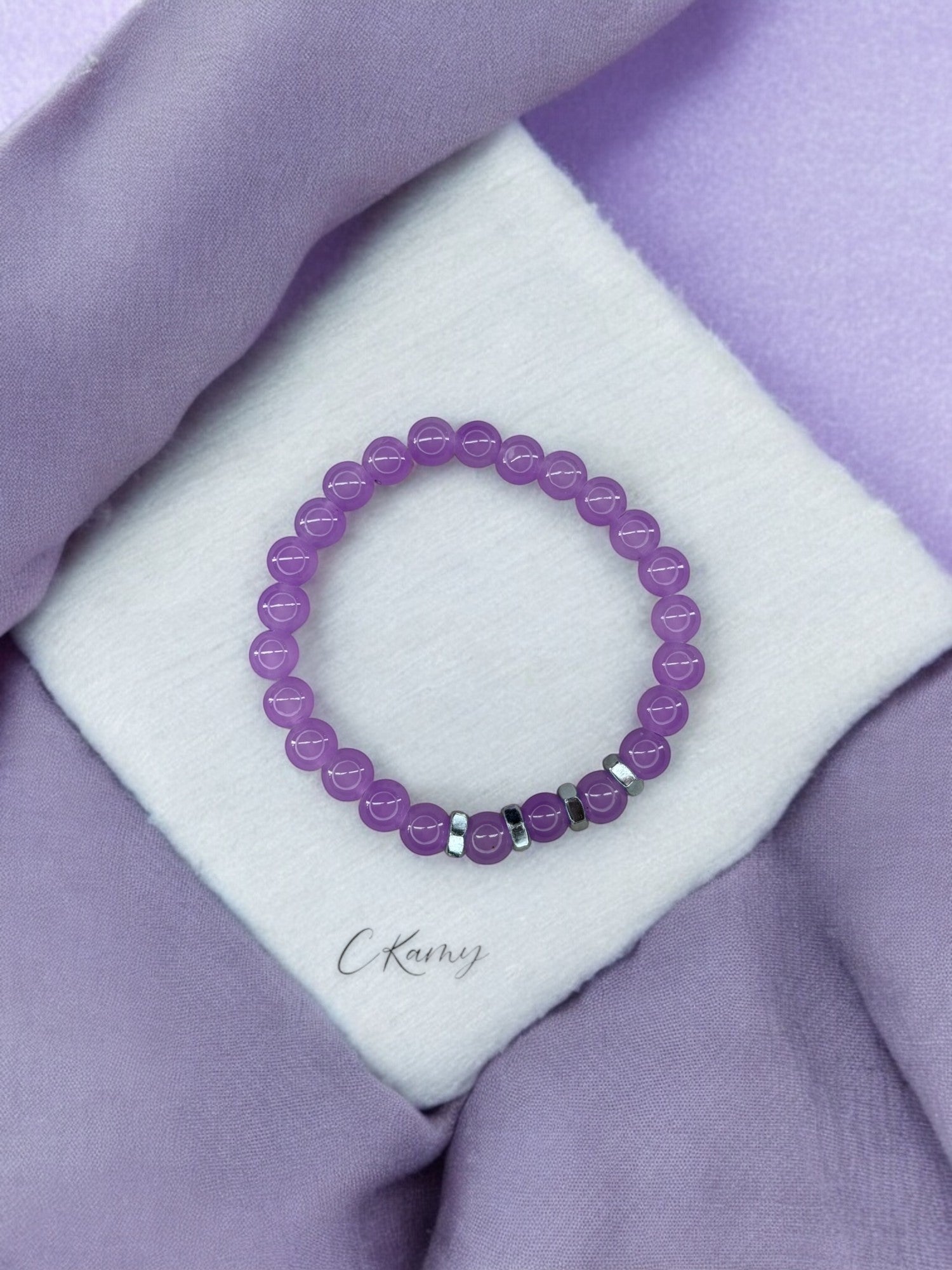 Bracelet homme quatre écrous perles violet
