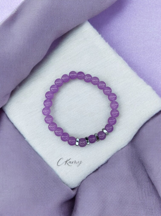 Bracelet homme quatre écrous perles violet