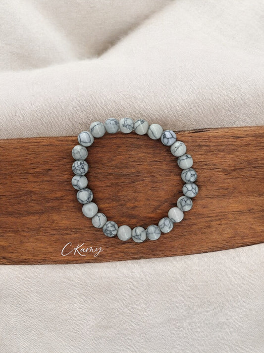 Bracelet homme simple unicolore blanc cassé à traits
