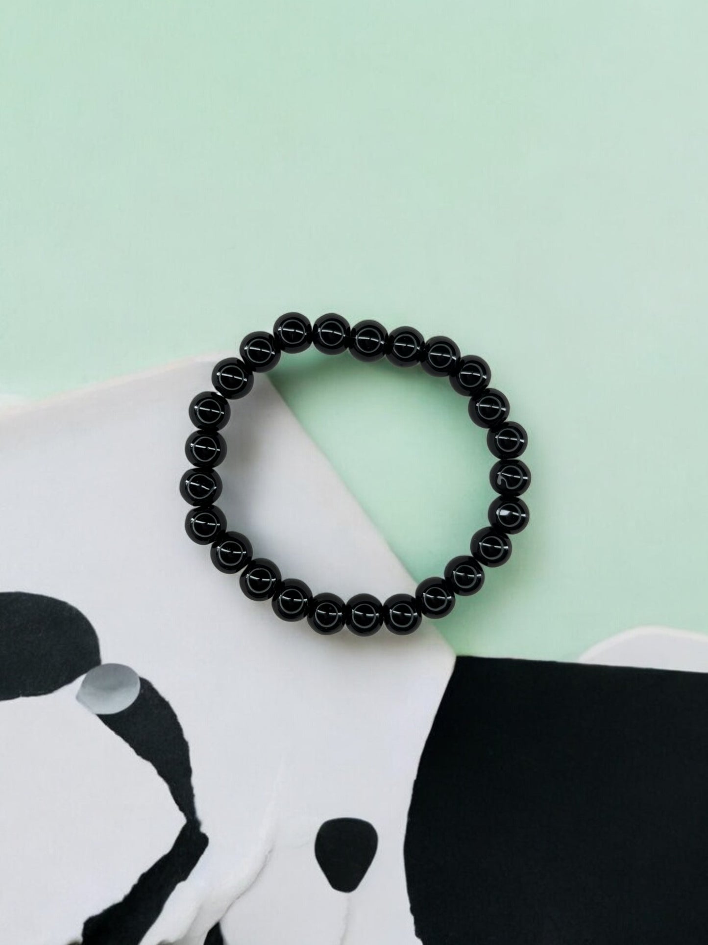 Bracelet homme simple unicolore noir brillant