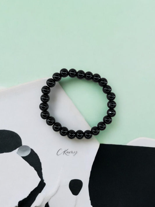 Bracelet homme simple unicolore noir brillant