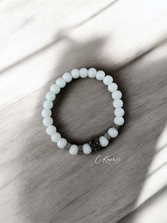 Bracelet homme tête de mort blanc