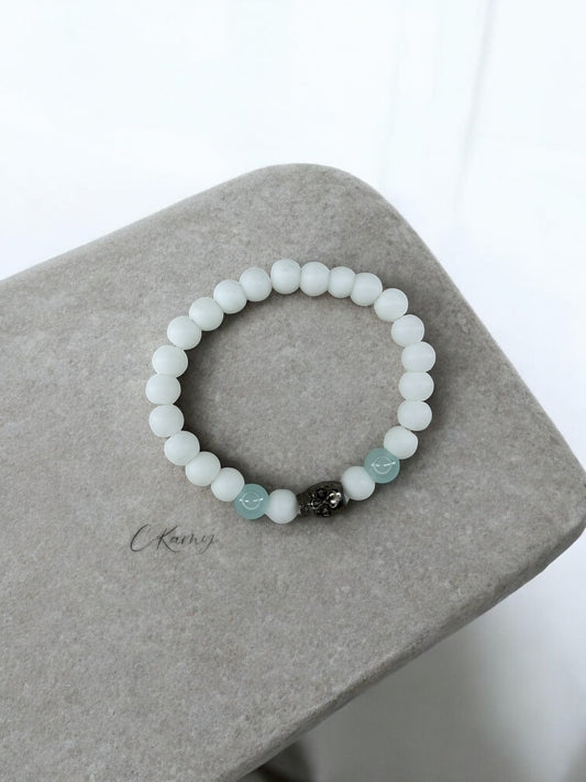 Bracelet homme tête de mort blanc bleu clair