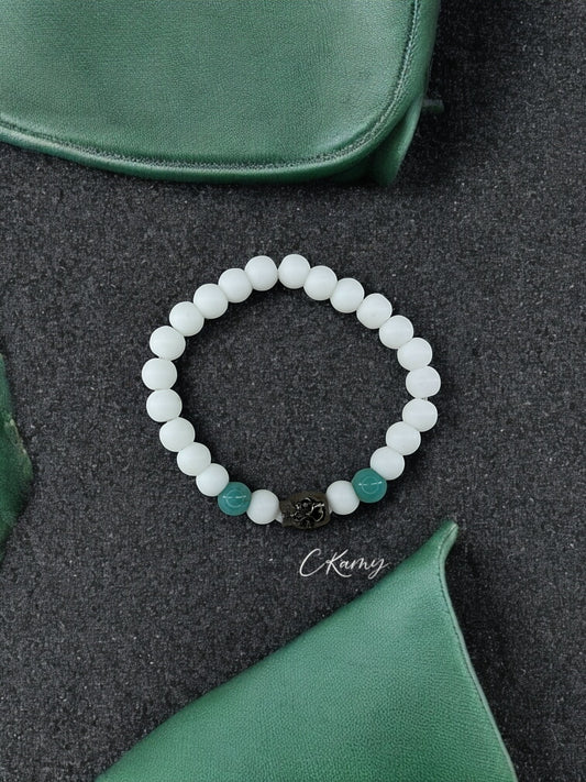 Bracelet homme tête de mort blanc bleu turquoise