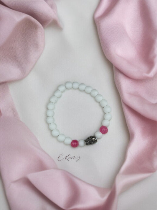 Bracelet homme tête de mort blanc rose
