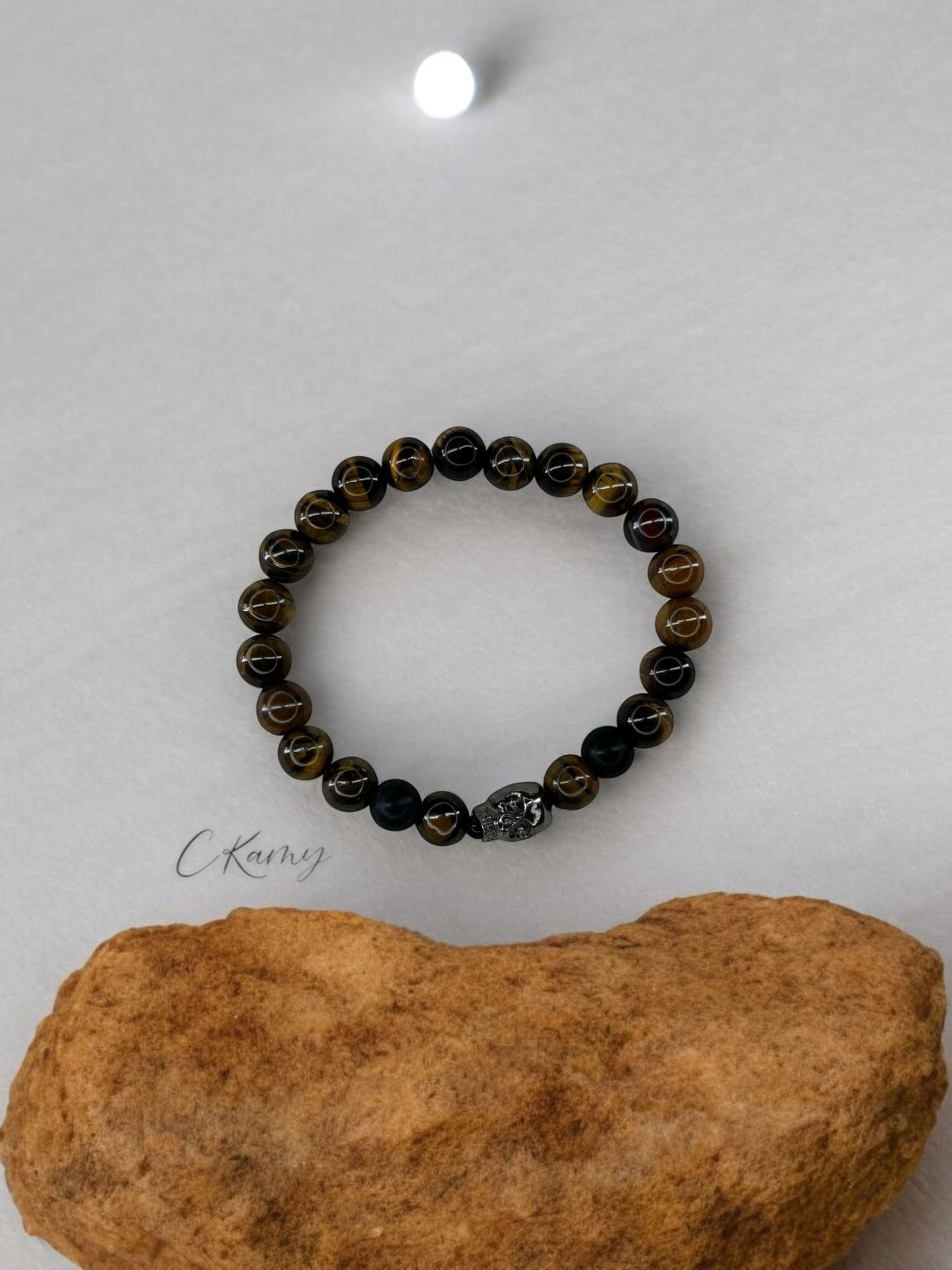 Bracelet homme tête de mort marron noir