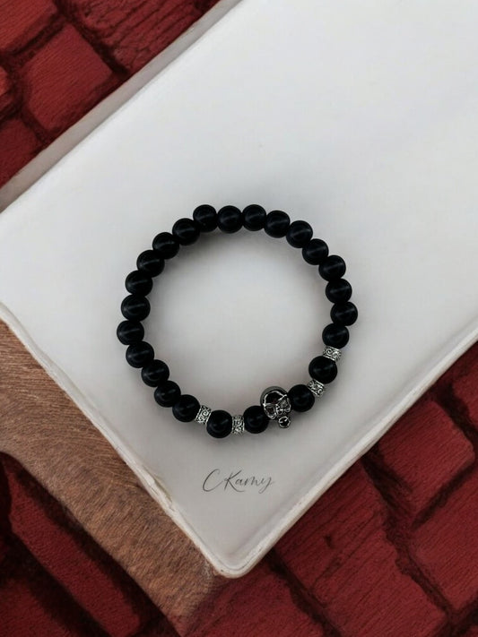 Bracelet homme tête de mort noir