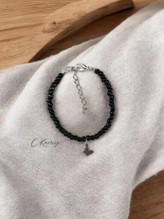 Bracelet papillon rocaille noir