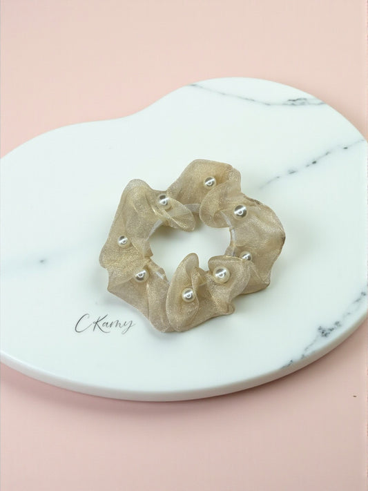 Chouchou perle beige