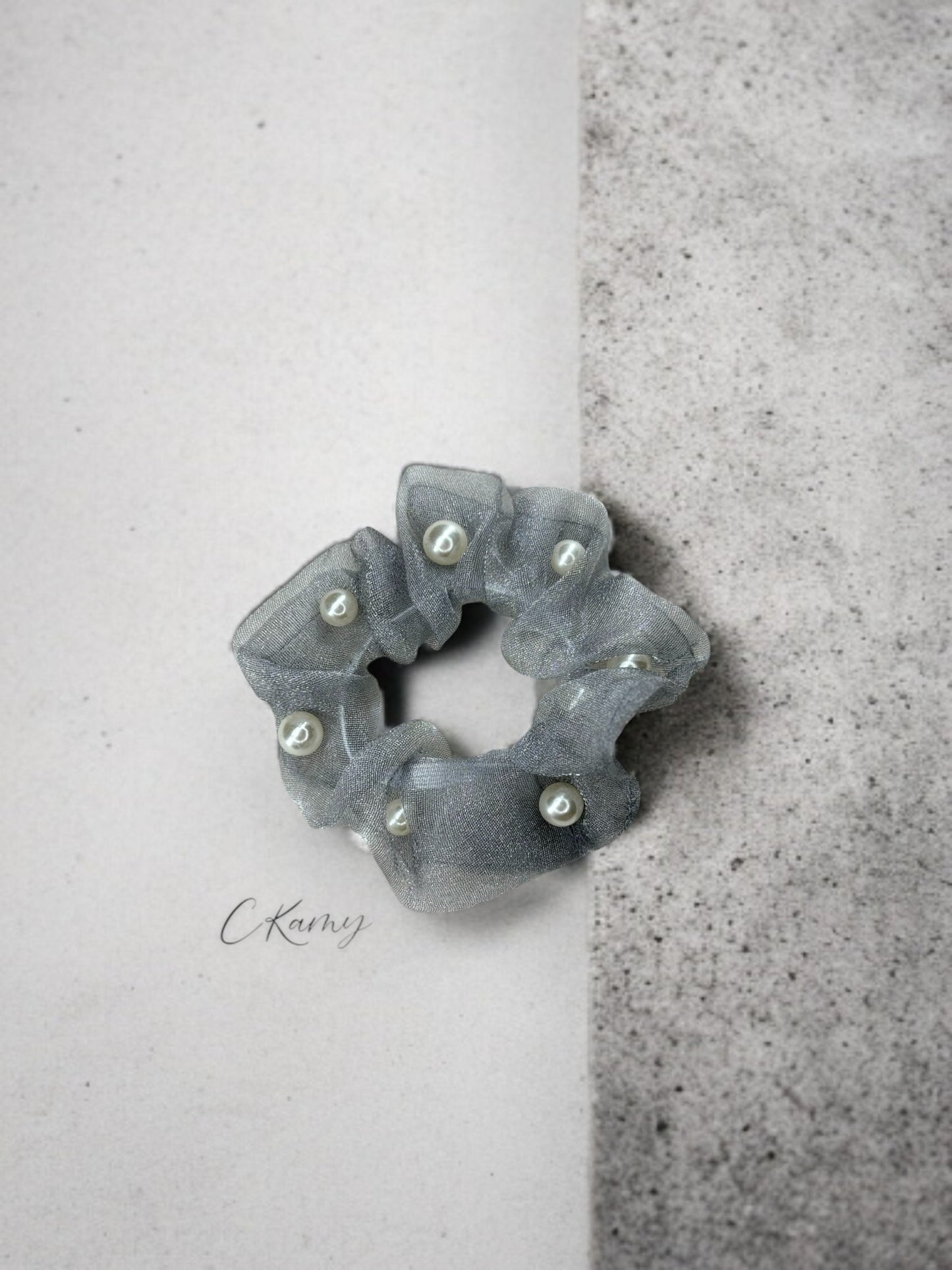 Chouchou perle gris